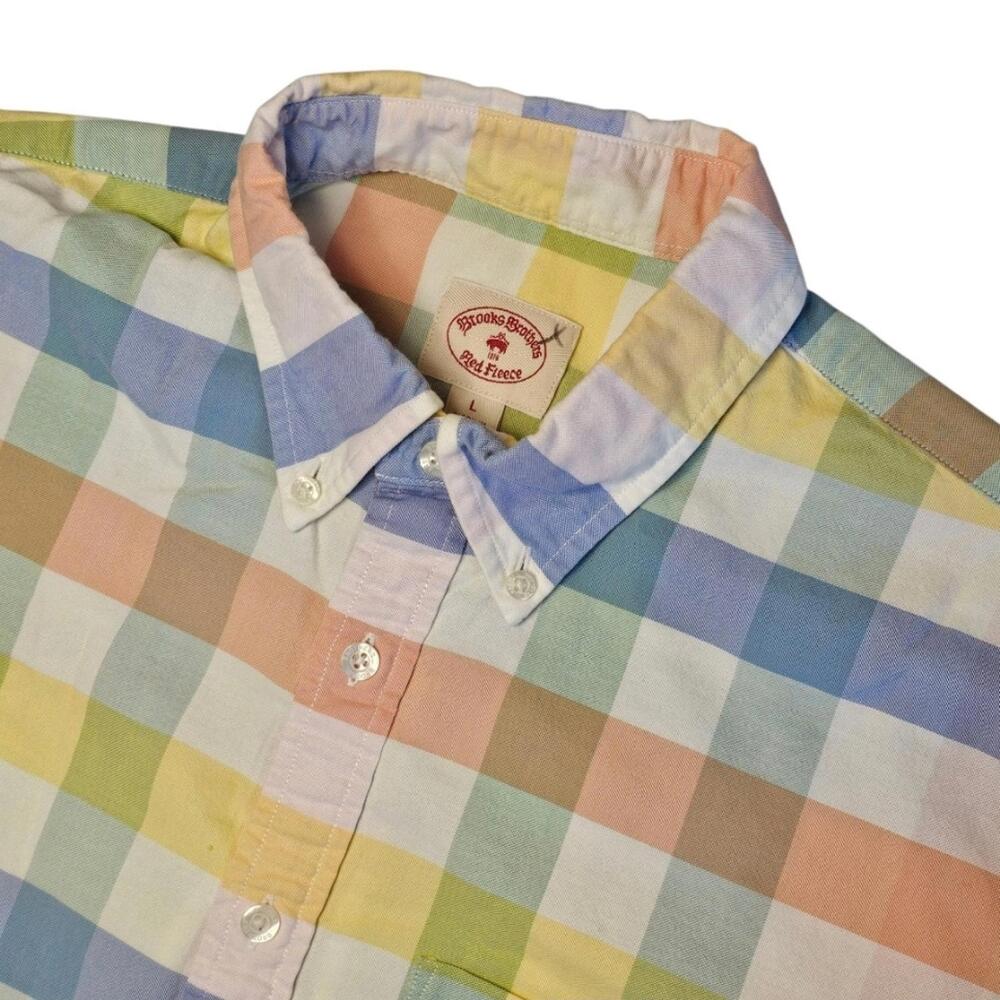 Brooks Brothers Red Fleece Shirt Men’s Size L – Pastel Plaid Button Down